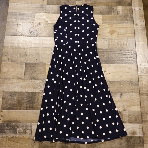 Lauren Ralph Lauren Polka Dot Sleeveless Dress Women’s 6 Navy White Retro Chic - Picture 7 of 8